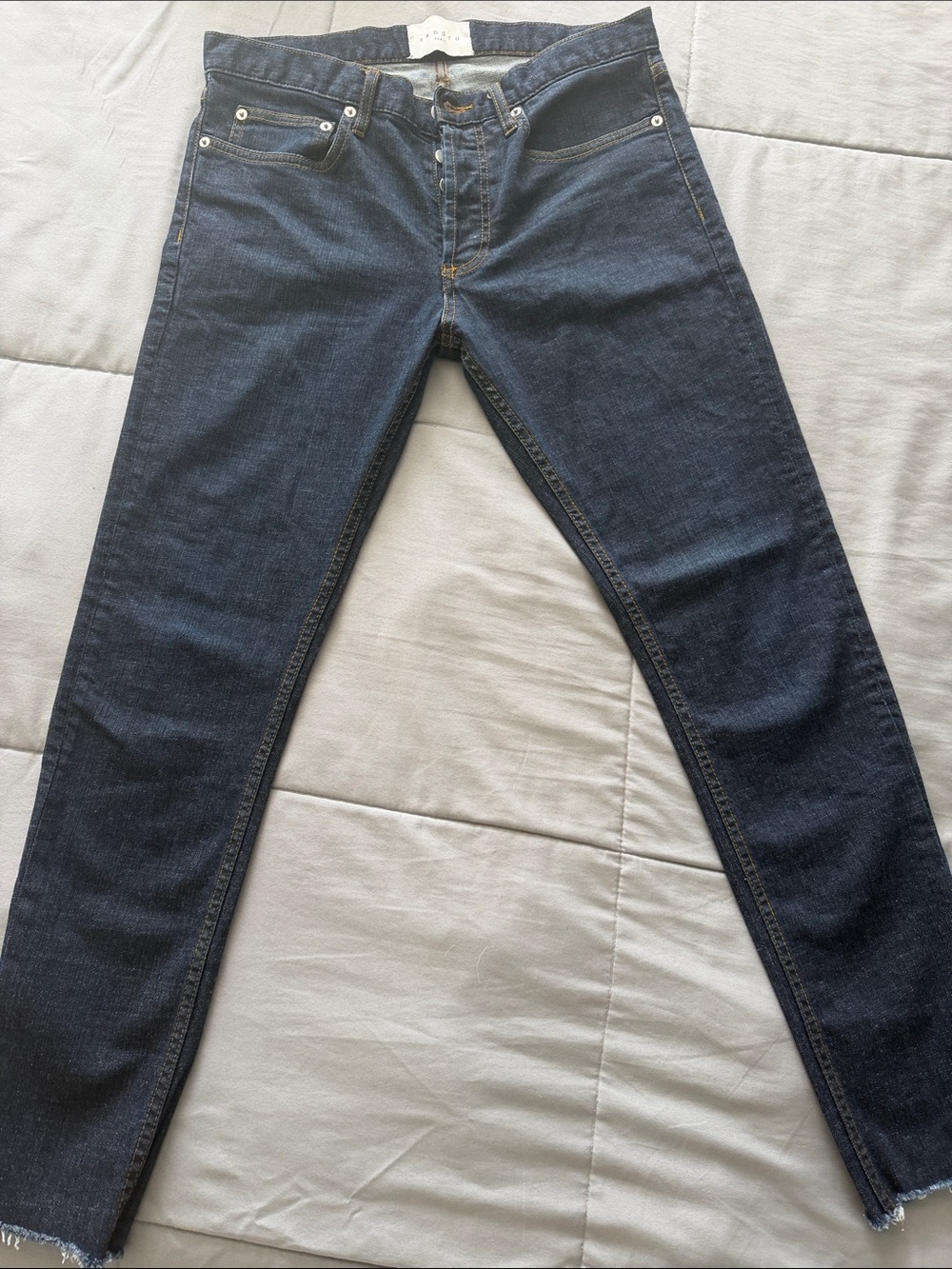 Sandro Paris Dark Wash Raw Hem Denim Jeans